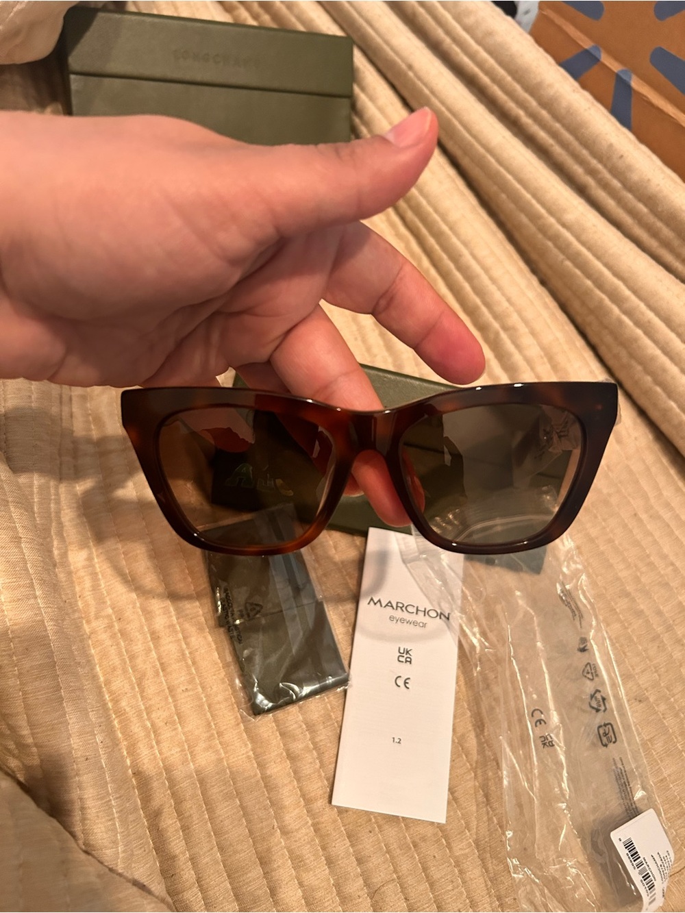 Moncler Tortoiseshell Sunglasses with Olive Case - Picture 4 of 6
